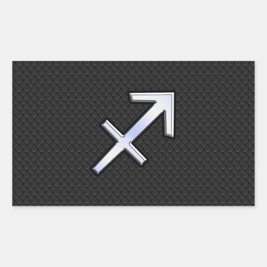 射手座〔占星術の〕十二宮図サインオンブラックスネークスキンデコール 長方形シール (正面)