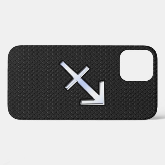 射手座〔占星術の〕十二宮図サインオンブラックスネークスキン Case-Mate iPhoneケース (裏面 (横))