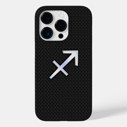 射手座〔占星術の〕十二宮図サインオンブラックスネークスキン Case-Mate iPhoneケース (裏面)