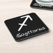 射手座〔占星術の〕十二宮図サインオンブラックバックグラウンド コースター (左側)