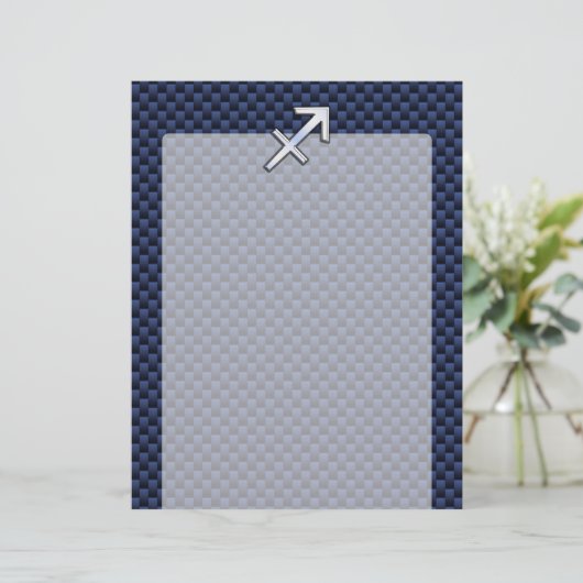 射手座〔占星術の〕十二宮図サインオンブルーカーボンファイバースタイル (スタンド正面)