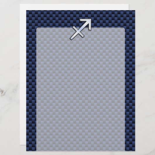 射手座〔占星術の〕十二宮図サインオンブルーカーボンファイバースタイル (正面/裏面)