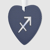 射手座〔占星術の〕十二宮図サインオンブルーカーボンファイバースタイル オーナメント (正面)