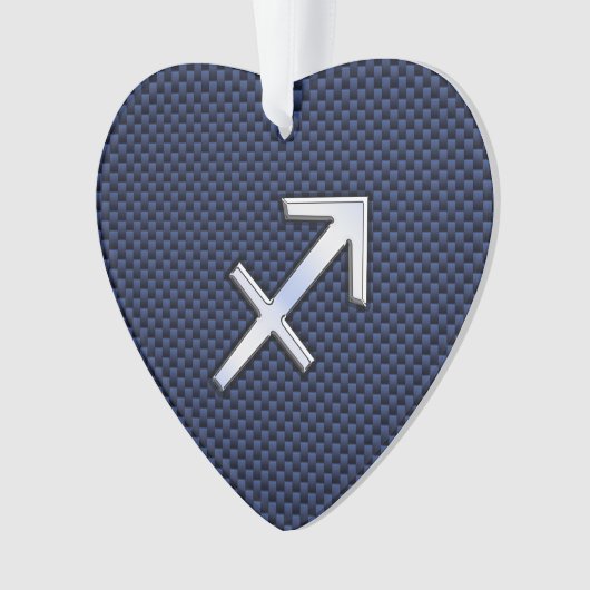 射手座〔占星術の〕十二宮図サインオンブルーカーボンファイバースタイル オーナメント (正面)