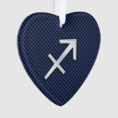 射手座〔占星術の〕十二宮図サインオンブルーカーボンファイバースタイル オーナメント (正面)