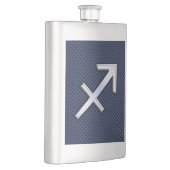 射手座〔占星術の〕十二宮図サインオンブルーカーボンファイバースタイル フラスク (右)