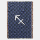 射手座〔占星術の〕十二宮図サインオンブルーカーボンファイバーデコール スローブランケット (正面縦)