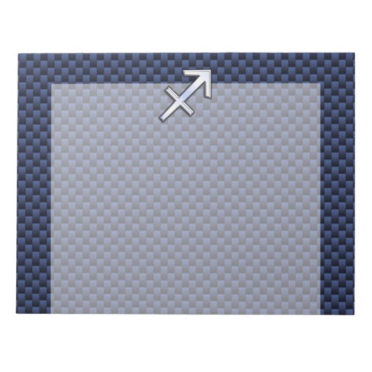 射手座〔占星術の〕十二宮図サインオンブルーカーボンファイバーデコール ノートパッド (正面)