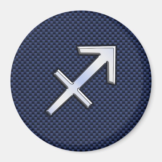 射手座〔占星術の〕十二宮図サインオンブルーカーボンファイバーデコール マグネット (正面)