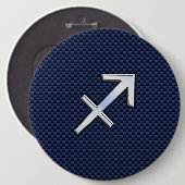 射手座〔占星術の〕十二宮図サインオンブルーカーボンファイバーデコール 缶バッジ (正面&裏面)