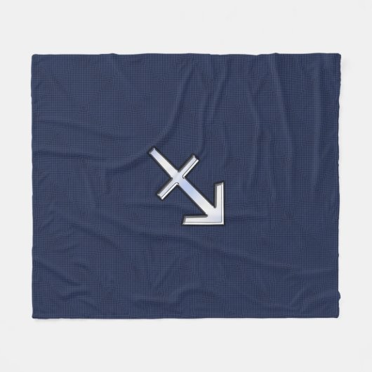 射手座〔占星術の〕十二宮図サインオンブルーカーボンファイバープリント フリースブランケット (正面(横))