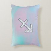 射手座〔占星術の〕十二宮図サインオンマザーオブパールスタイル アクセントクッション (正面(垂直))