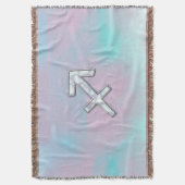 射手座〔占星術の〕十二宮図サインオンマザーオブパールスタイル スローブランケット (正面縦)