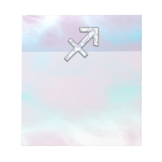 射手座〔占星術の〕十二宮図サインオンマザーオブパールスタイル ノートパッド (正面)