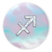 射手座〔占星術の〕十二宮図サインオンマザーオブパールデコール セラミックノブ (正面)