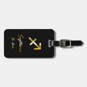 射手座〔占星術の〕十二宮図サインブラック&金ゴールドラゲージタグ ラゲッジタグ (正面横)