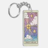 射手座〔占星術の〕十二宮図サイン抽象芸術アートヴィンテージ キーホルダー (正面左)