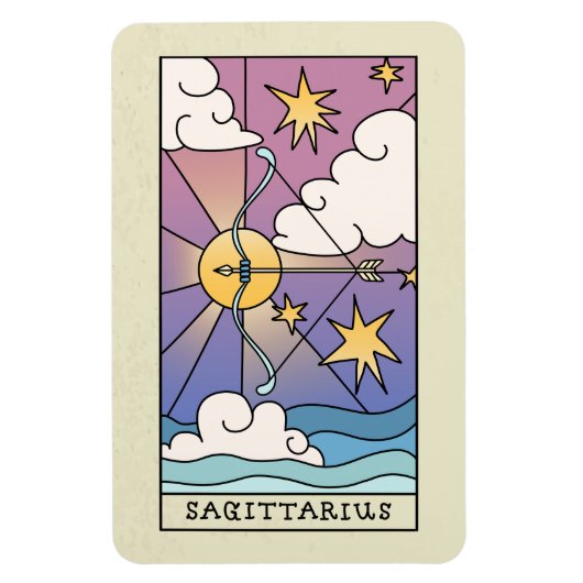 射手座〔占星術の〕十二宮図サイン抽象芸術アートヴィンテージ マグネット (縦)