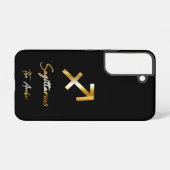 射手座〔占星術の〕十二宮図サイン、ブラック&金ゴールド SAMSUNG GALAXYケース (裏面横)