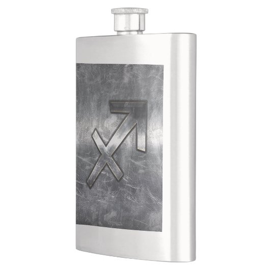 射手座〔占星術の〕十二宮図シルバー動揺してスチールの外観 フラスク (左)