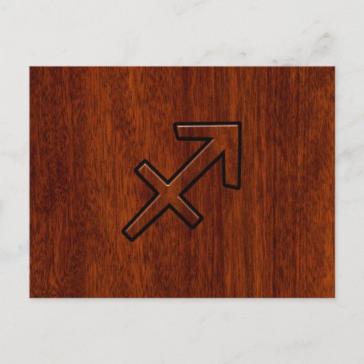 射手座〔占星術の〕十二宮図シンボルオンマホガニーウッドデコール ポストカード (正面)