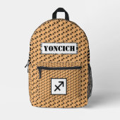 射手座〔占星術の〕十二宮図シンボル標準by K Yoncich プリントバックパック (正面)