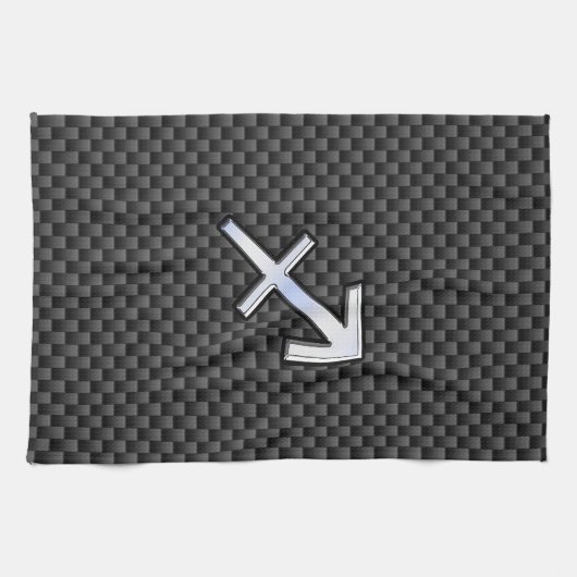 射手座〔占星術の〕十二宮図シンボル炭炭素繊維 キッチンタオル (横)