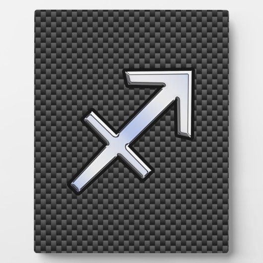 射手座〔占星術の〕十二宮図シンボル炭炭素繊維 フォトプラーク (正面)