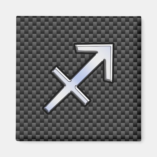 射手座〔占星術の〕十二宮図シンボル炭炭素繊維 マグネット (正面)