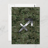 射手座〔占星術の〕十二宮図シンボルWoodlandデジタル迷彩柄 ポストカード (正面/裏面)