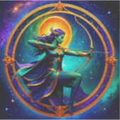 射手座〔占星術の〕十二宮図ステッカー、天空〔占星術の〕十二宮図 シール (正面)