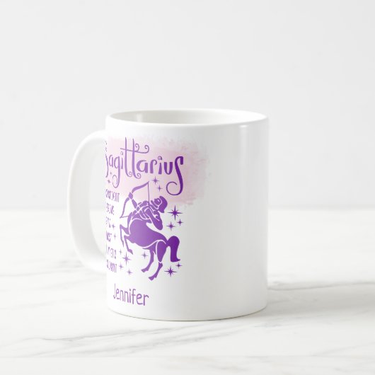 射手座〔占星術の〕十二宮図パーソナライズされた形質占星術 コーヒーマグカップ (正面左)