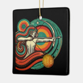 射手座〔占星術の〕十二宮図ホリデーオーナメント パーソナライズされた セラミックオーナメント (左)