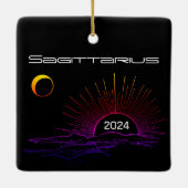 射手座〔占星術の〕十二宮図ホリデーオーナメント パーソナライズされた セラミックオーナメント (裏面)