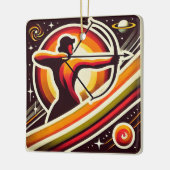 射手座〔占星術の〕十二宮図ホリデーオーナメント パーソナライズされた セラミックオーナメント (左)