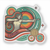 射手座〔占星術の〕十二宮図レトロシール シール (正面)