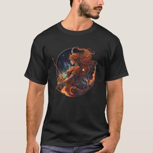 射手座〔占星術の〕十二宮図占星術射手座アストロギ Tシャツ (正面)