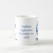 射手座〔占星術の〕十二宮図占星術誕生日ブルーホワイト コーヒーマグカップ (中央)