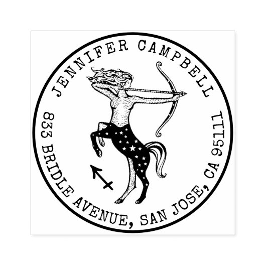 射手座〔占星術の〕十二宮図手書き |差出人住所 ラバースタンプ (インプリント)