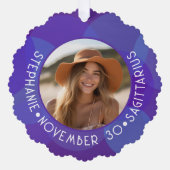 射手座〔占星術の〕十二宮図星占いサイン写真誕生日 オーナメントカード (正面)