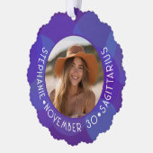 射手座〔占星術の〕十二宮図星占いサイン写真誕生日 オーナメントカード (左)