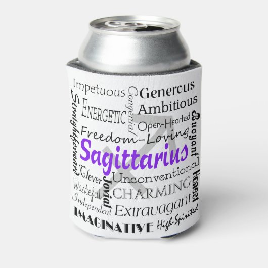 射手座〔占星術の〕十二宮図星占い特徴コラージュ 缶クーラー (缶裏面)