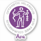 射手座〔占星術の〕十二宮図星印の特徴パープルステッカー シール (正面)