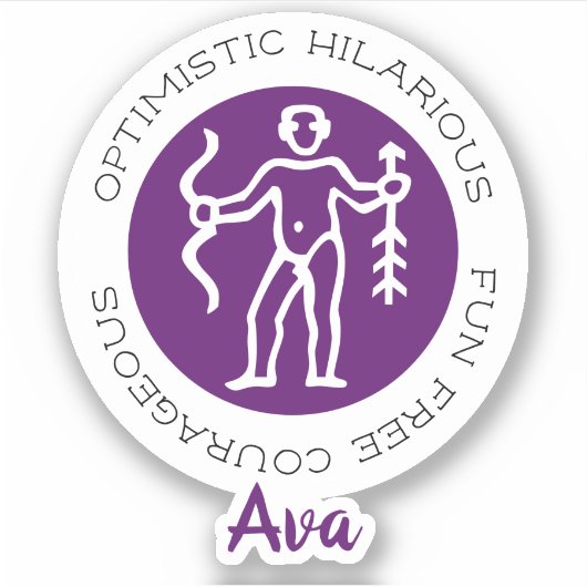 射手座〔占星術の〕十二宮図星印の特徴パープルステッカー シール (正面)