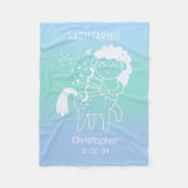 射手座〔占星術の〕十二宮図星名誕生日ブルーベビー フリースブランケット (正面)