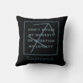 射手座〔占星術の〕十二宮図標識おもしろい引用文ブルー誕生日 クッション (裏面)