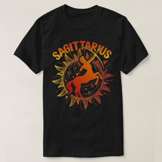 射手座〔占星術の〕十二宮図標識デザイン Tシャツ (デザイン正面)