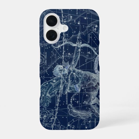 射手座〔占星術の〕十二宮図標識ヴィンテージイラストレーション iPhone 16ケース (裏面)