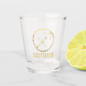 射手座〔占星術の〕十二宮図標識占星術占星術金ゴールド ショットグラス (正面)