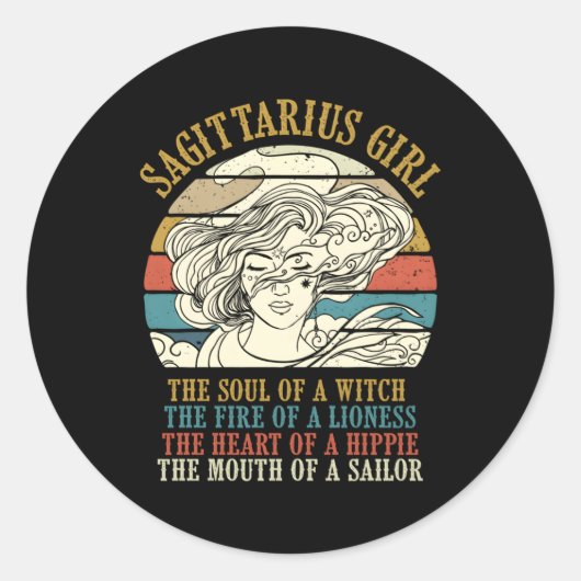 射手座〔占星術の〕十二宮図標識占星術 ラウンドシール (正面)